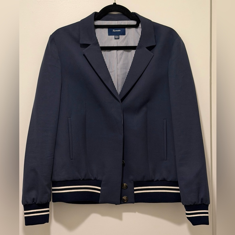 Façonnable Women’s Navy Bomber-Blazer Hybrid – EU42/US10